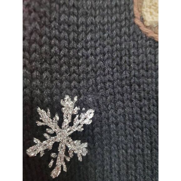 Storybook Knits Vintage Christmas Teddy Bears Ugly Cardigan V Neck Sweater - Picture 11 of 14